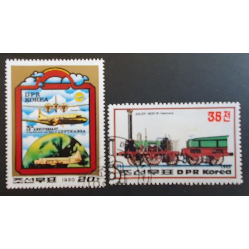 Corée Du Nord Oblitéré Lot De 2 Timbres De 1980-83