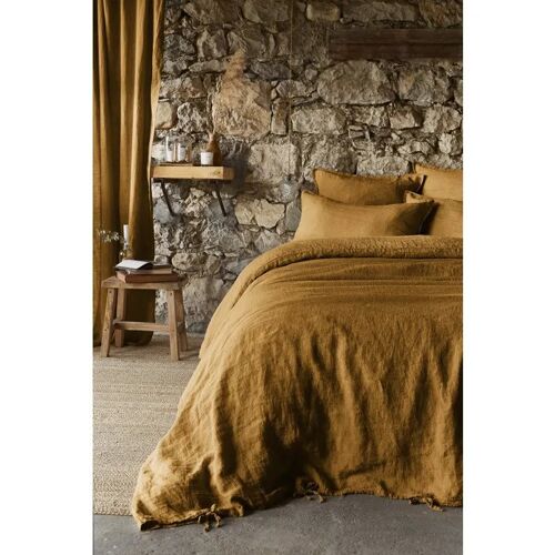 Drap Housse En Lin Lavé 140 X 190 Cm Caramel