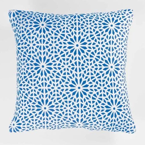 Housse De Coussin - Douceur D'interieur - Modèle Tunis - 40 X 40 Cm - Flanelle Imprimée - Indigo