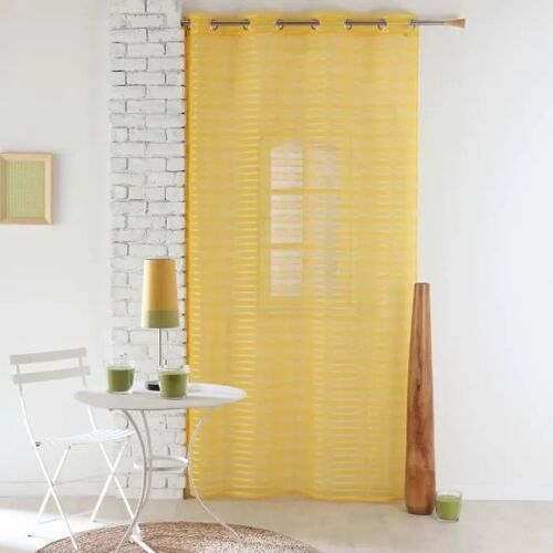 Panneau À ?illets - Cdaffaires - Voile Sable Rayé - 140 X 240 Cm - Jaune - Intérieur