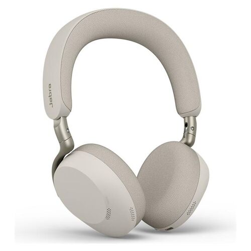 Jabra Evolve3 75 UC - Micro-casque - sur-oreille - Bluetooth - sans fil - Suppresseur de bruit actif - USB-C via un adaptateur Bluetooth - gris chaleureux - certifié UC, certifié Zoom, Certifié Google Meet