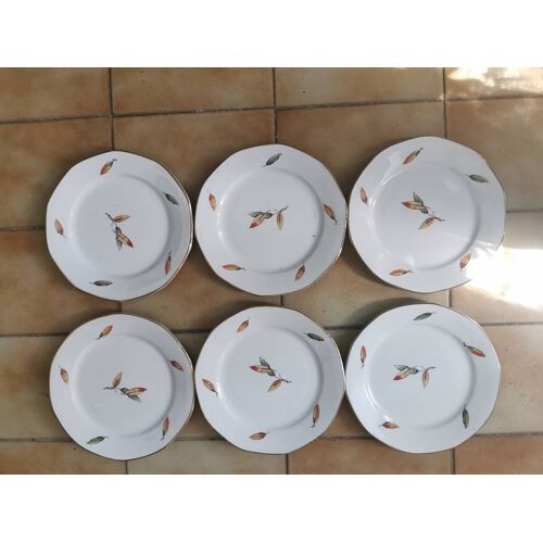 6 Assiettes À Dessert. Digoin Sarguemines Modèle Nemours