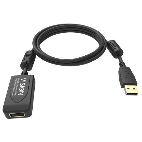 Vision Professional - Rallonge de câble USB - USB (M) pour USB (F) - USB 2.0 - 5 m - rappel actif en ligne - noir