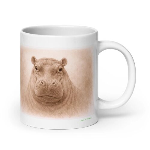 Mug Hippopotame, Portrait En Graphite 567 Ml
