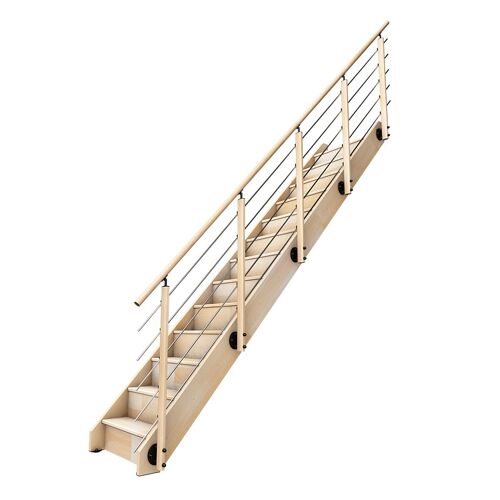 Kit escalier NOSTRA droit avec 13 marche et garde-corps