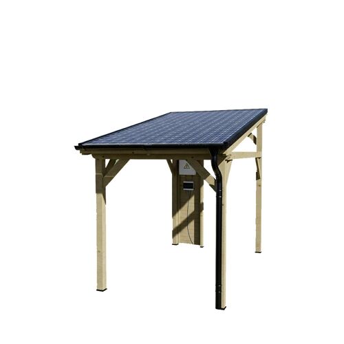 Carport Wattoit Mono Pente Épicéa Massif Non Traité / 4 Panneaux Photovoltaïques 2 Kwc / Poteaux Section 120 X 120 Mm / Surface 8