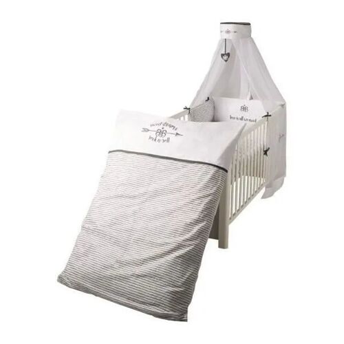 Parure De Lit Bébé Roba - 4pc - Rock Star Baby 3 - Gris - Blanc - 100% Coton