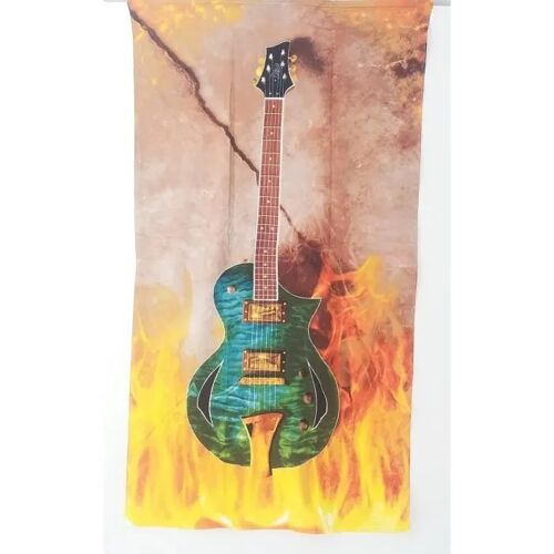 Serviette De Bain - Microfibres - Guitare Électrique - Blanc - 70 X 140 Cm - Lavable
