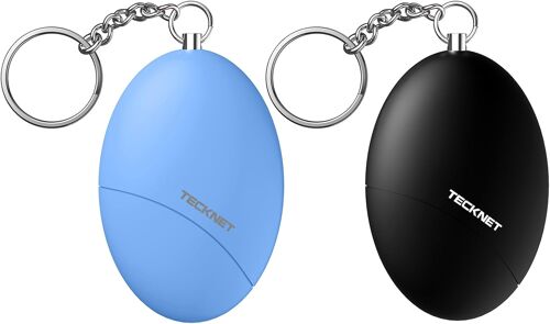 KALANKA-Alarme Personnelle [Pack de 2], Porte Clef Alarme Anti agression portabl-Détachable & 140dB Ultra-Loud par Un Simple tirage, adaptée aux Femmes/Enfants/Personnes âgées/déplacement(Noir+Bleu)