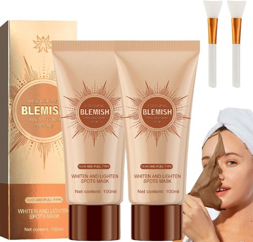 Kalanka-Parowu Lot De 2 Masques Éclaircissants Et Détachants Pour Le Visage, Avec Brosse, Pour Soins De La Peau, Resserre Les Pores Et Uniformise Le Teint De La Peau, Toutes Les Peaux 