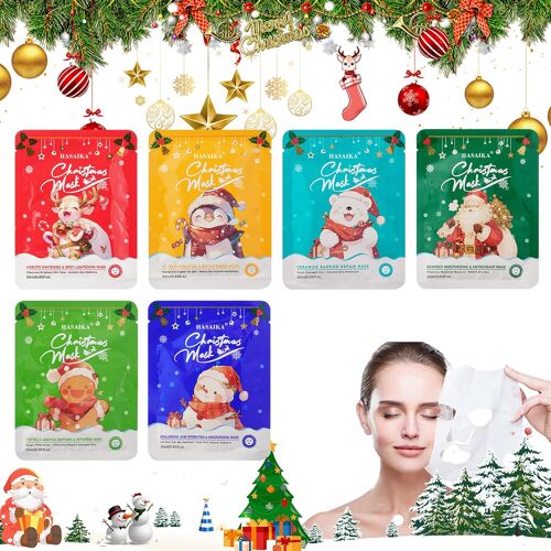 Kalanka-Noël Masque Hydratant Visage, Coffret Masque Visage Noël, Hydrate Et Nourrit La Peau En Profondeur (6 Pièces) 