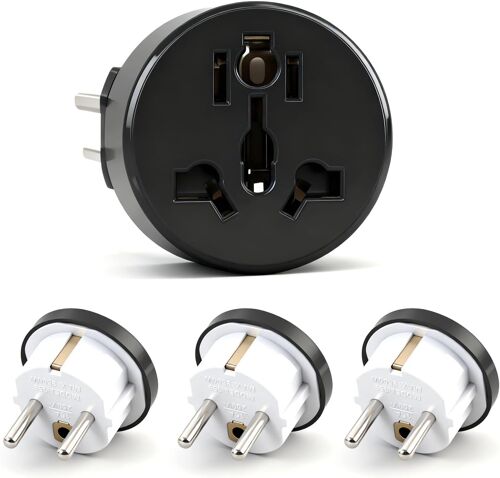 KALANKA-4 Pièces Adaptateur Prise Universelle, Adaptateur Prise Anglaise vers France, Adaptateur Prise USA vers France, Adaptateur USA, Adaptateur Suisse France, Compatible Japon, Chine, UK, Europe,