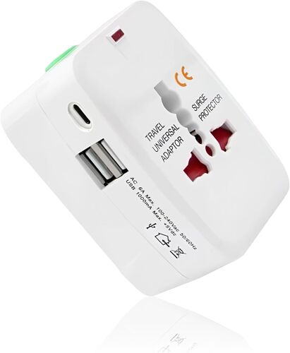 KALANKA-Adaptateur Prise Universelle, Adaptateur De Voyage Mondial avec 8 Prises, 2 Ports USB-A Et 1 Port USB-C, Prise De Voyage avec Verrouillage De Sécurité pour Enfants