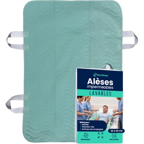 Kalanka-Alèse Lit Adulte Bébé Protection Matelas Traverse Letto Anziani Imperméable Lavable Pipi Stop Tapis À Langer Jetable Alèse Avec Poignées Protection Lit Absorbante 85x90 Pack 1