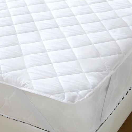 KALANKA-Protège-matelas matelassé avec sangles - Respirant et confortable - Couche supérieure matelassée - Dos durable et rembourrage doux et confortable - Lit simple (90 x 190 + 25 cm)