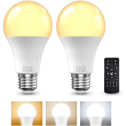 Kalanka-Ampoule E27 Led Avec Telecommande, Ampoules Led 9w(¿¿Quivalent 60w) Ampoule Led E27 Dimmable 3000k-6000k, Ampoule T¿¿L¿¿Commande Avec Minuterie, Fonction M¿¿Moire, Pour La D¿¿Coration D'int¿¿Rieur