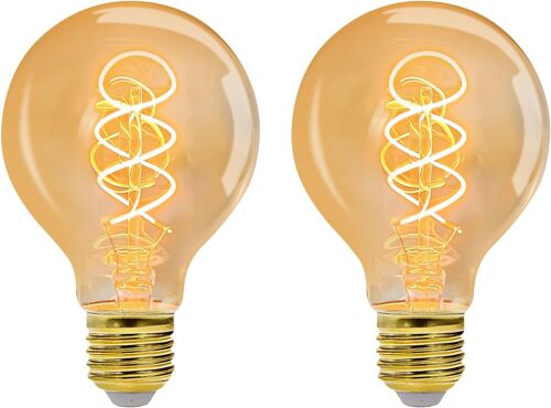 Kalanka-Ampoule E27 4w Edison Vintage G80, Blanc Chaud 2200k, Ampoules Led R¿¿Tro ¿¿ Filament D¿¿Corative | Non Variable | Lot De 2