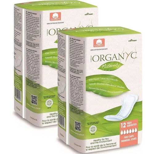 Serviettes Hygiéniques - Organyc - Maternité - Coton Bio - Hypoallergénique - 100% Biodégradable