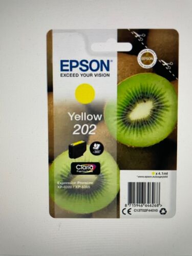 Cartouche d¿imprimante Epson Kiwi Singlepack Yellow 202 Claria Premium Ink Premium ¿ cartouche authentique ; pour imprimantes : XP-6000 , XP-6005