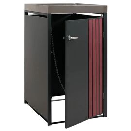 Cache-Poubelle Extérieur Avec Bac À Plantes Pour 1 Bac 80 À 240 L Abri Poubelle En Acier Anthracite Effet Bois Foncé 68 X 84 X 125 Cm 04_0009338