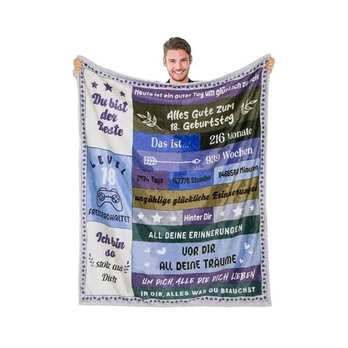 Couverture Plaid Doux 18e Anniversaire Homme - Cadeau Original Fils Frère - Polaire Moelleuse 130x150 Cm - Chaud Et Confortable