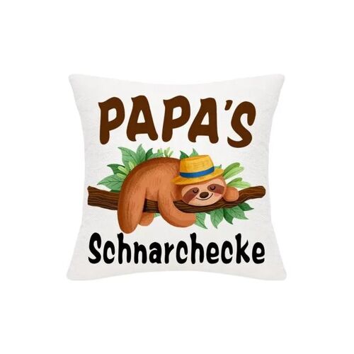 Taie D'oreiller En Lin 45x45 Cm Motif Paresseux Cadeau Humour Pour Papa Décoration Salon Chambre Beige Avec Zip Invisible