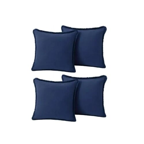 Housses De Coussin - Boho Bleu Marine - 50 X 50 Cm - Lot De 4 - Coton 100% Avec Franges