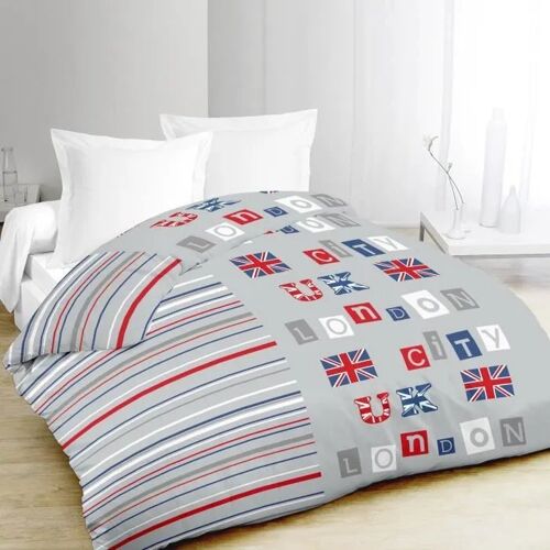 Couette Imprimée/Gris Clair - 1personne - Mi Saison - Mortreux