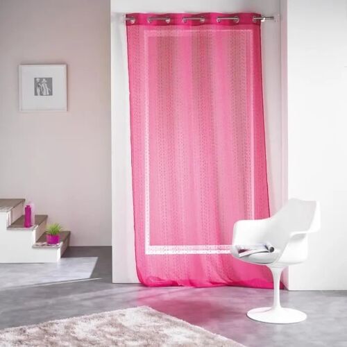 Panneau A Oeillets 140 X 260 Cm Voile Sable Fils Coupes Frizy Fuchsia