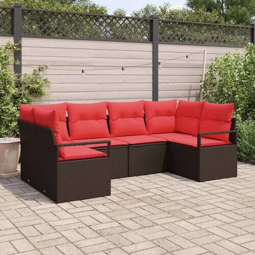 vidaXL Ensemble de Canapés avec coussin 6 pcs Marron Poly Rattan