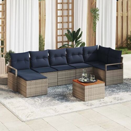 Vidaxl Ensemble De Canapé De Jardin Avec Coussin 8 Pcs Gris Polyrotin