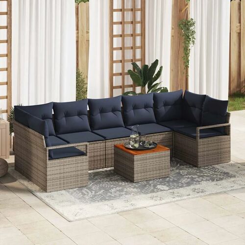 Vidaxl Ensemble De Canapé De Jardin Avec Coussin 8 Pcs Gris Polyrotin