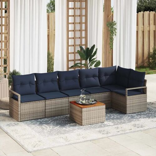 Vidaxl Ensemble De Canapé De Jardin Avec Coussin 7 Pcs Gris Polyrotin