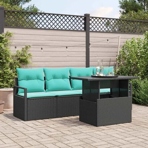 Vidaxl Ensemble De Canapé De Jardin Avec Stockage 5 Pcs Noir Polyrotin
