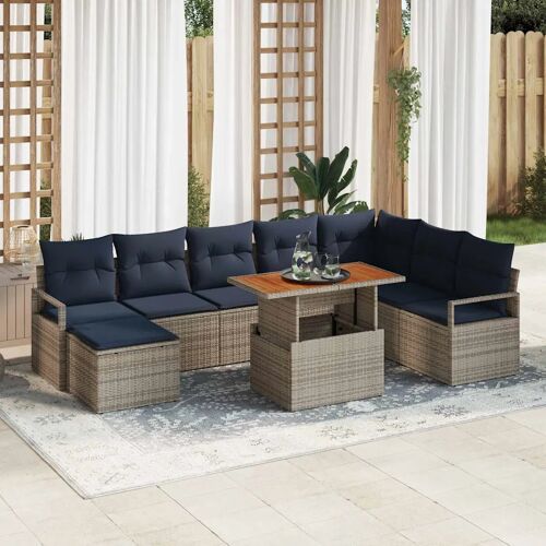 Vidaxl Ensemble De Salle À Manger Pour Jardin 9 Pcs Gris Et Marine