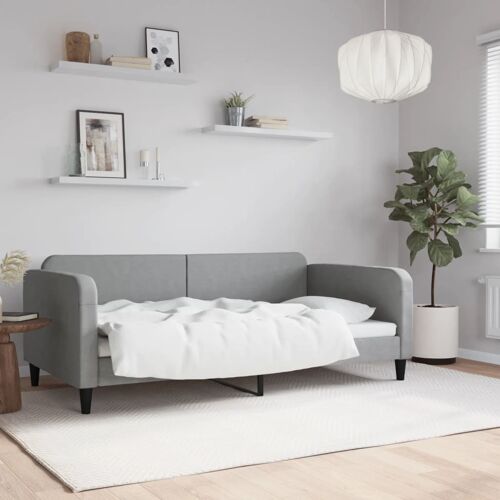 vidaXL Lit de jour gris clair 100x190 cm tissu