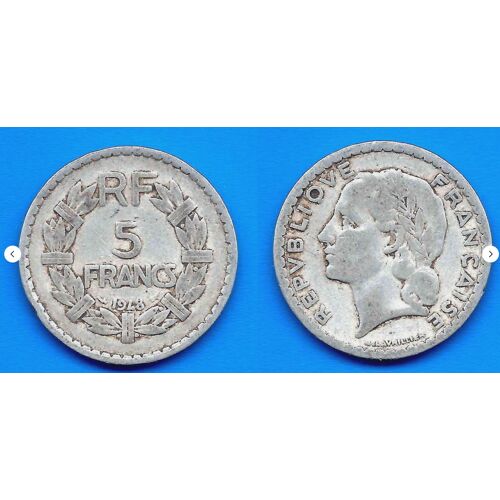 France 5 Francs 1948 Lavriller Piece Franc Alu