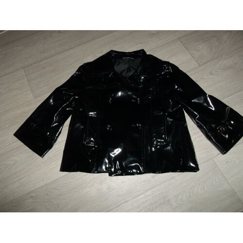 Veste Avant Premiere Lafayette Simili Cuir Brillant Vernis Noir Taille 42 Tbe