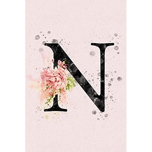 N: Monogram N Initial Flower Watercolor Pad Journal For Women And Girls, Watercolor Paint L Flower Floral Decor, 6 X 9 Journal Notebook Diary For Writing Monogrammed Notebook