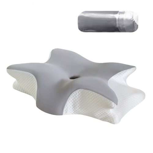 Oreiller Papillon À Mémoire De Forme 60x40x13cm - Soutien Cervical Ergonomique Pour Un Sommeil Profond Gris Clair 