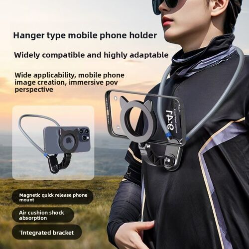 Support Mobile Universel De Téléphone Portable,Accrochant Sur Le Support De Bâti De Téléphone Portable De Cou,Cyclisme Premier Point De Vue Shooting Support Paresseux Flexible - Aspiration Magnétique