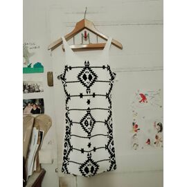 Robe Blanche Motifs Noirs 34 Xs H&M.
