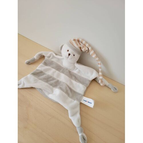 Doudou ours gris blanc crédit mutuel