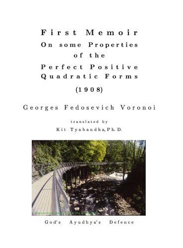 First Memoir, On Some Properties Of The Perfect Positive Quadratic Forms