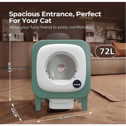 Bo?te ? Paille Smart Cat Dot?e De Fonction Vid?o, Wi-Fi (2,4 Ghz),T?l?commande Par Application, Chambre Principale De 72 L Et Chambre Secondaire De 10 L Niveau De Bruit De 45 Db Cam?ra Et Surveillance