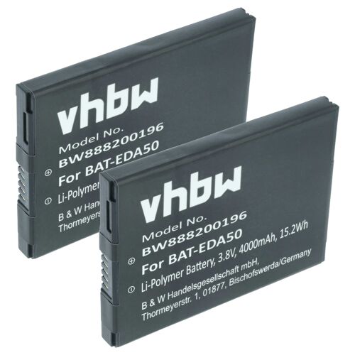 vhbw 2x Batterie remplacement pour Honeywell BATT-EDA40-1, BATT-EDA50K-1, BAT-EDA50US pour scanner de code-barre POS (4000mAh, 3,8V, Li-polymère)