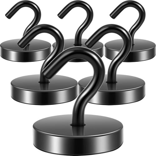 KALANKA-Crochet magnétique noir, 47 kg, extra puissant, pour organisateur de casier, aimants en néodyme, très puissant pour aménagement d'atelier, tente arrière, barbecue, porte-manteau