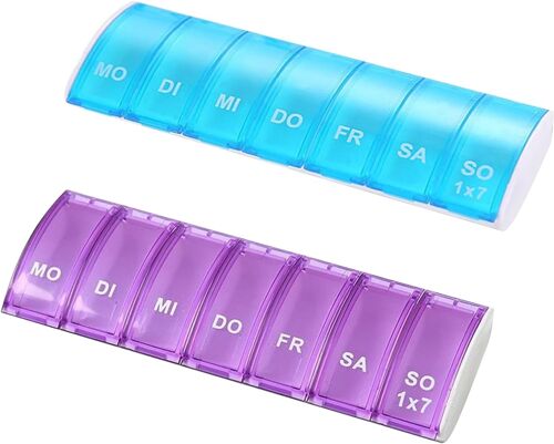 Kalanka-Lot De 2 Piluliers Hebdomadaires ¿ Pilulier De 7 Jours Pour Vitamines, Suppléments Et Médicaments, Étui À Médicaments Portable Pour Le Rangement De Voyage 