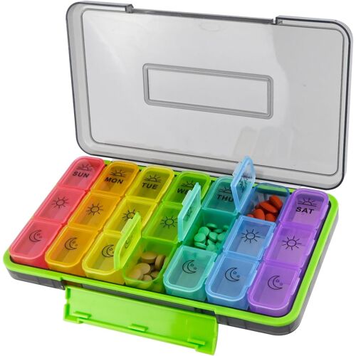 Kalanka-Pilulier Semaine Matin Midi Soir, Pillulier 7jours Grande Capacite Plus Rangement Boite De Médicaments, Semainier Médicament Bpa Free, Pilulier Journalier Rangement Pour Voyage, Maison, Senio 