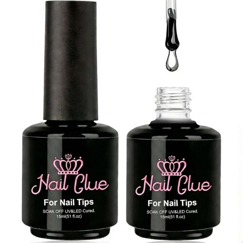 Kalanka-Colle Faux Ongles Extra Forte 15ml,2 Pièces Colle Faux Ongles 6 En 1,Colles Faux Ongle Gel,Colles Capsule Ongle,Longue Duré Nail Extend Gel Ongleri,Nail Glue Diy Nails Art 